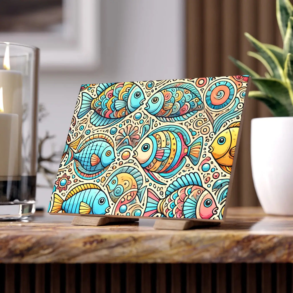 Vibrant Fishes Ceramic Photo Tile - Wall Decor - DipaliZ