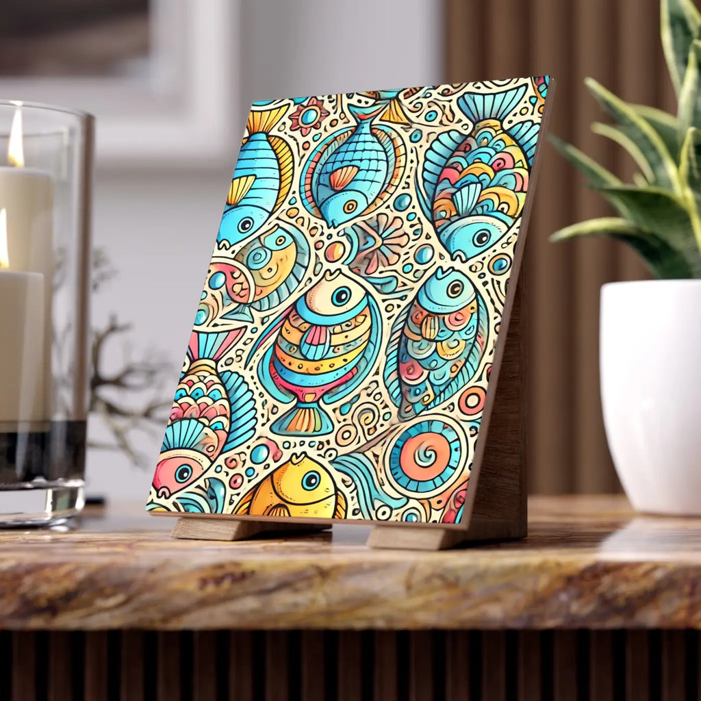 Vibrant Fishes Ceramic Photo Tile - Wall Decor - DipaliZ