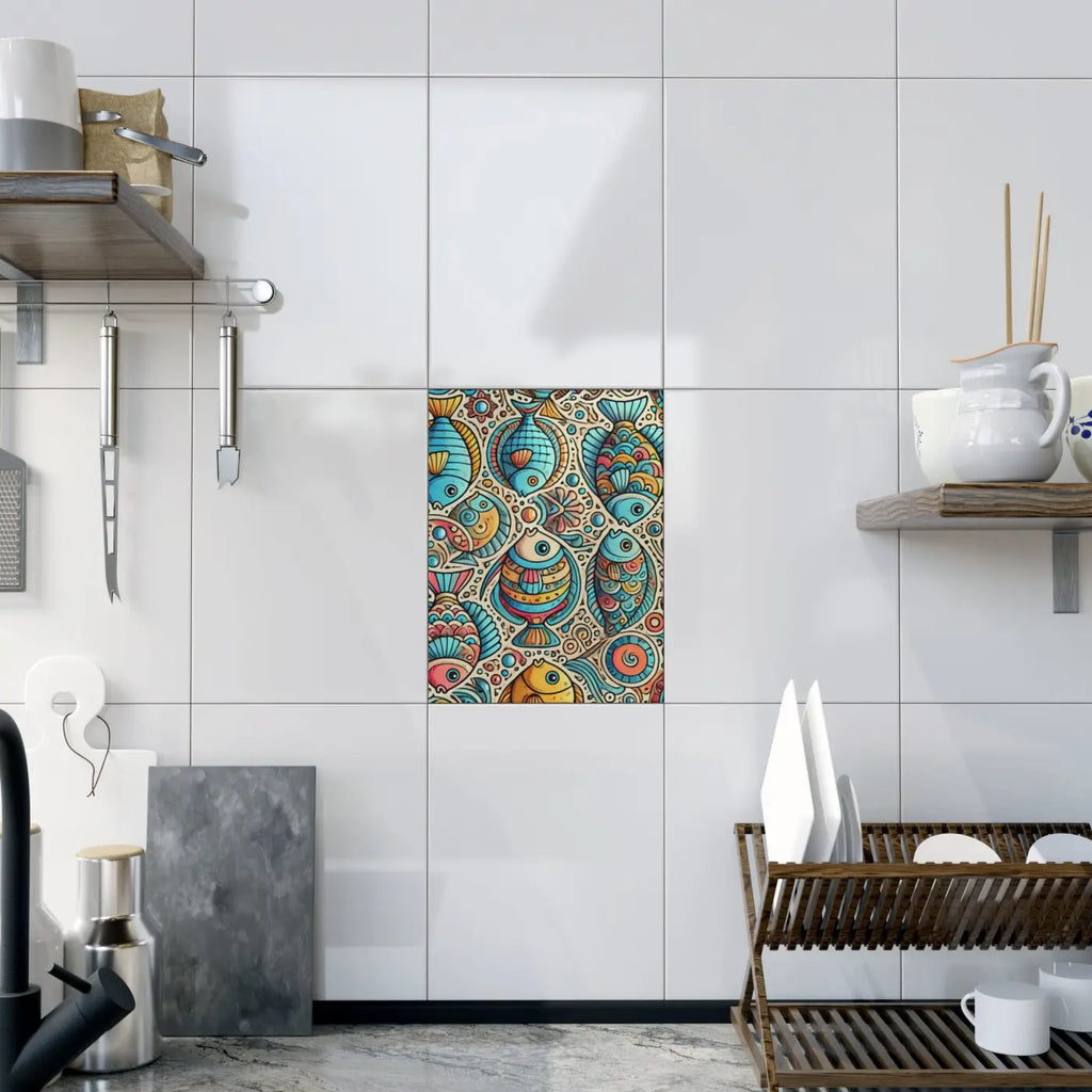 Vibrant Fishes Ceramic Photo Tile - Wall Decor - DipaliZ