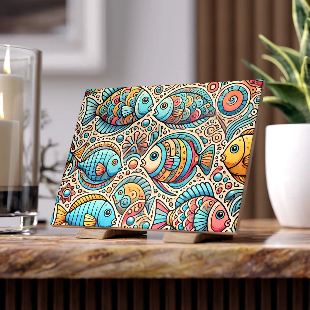 Vibrant Fishes Ceramic Photo Tile - Wall Decor - DipaliZ