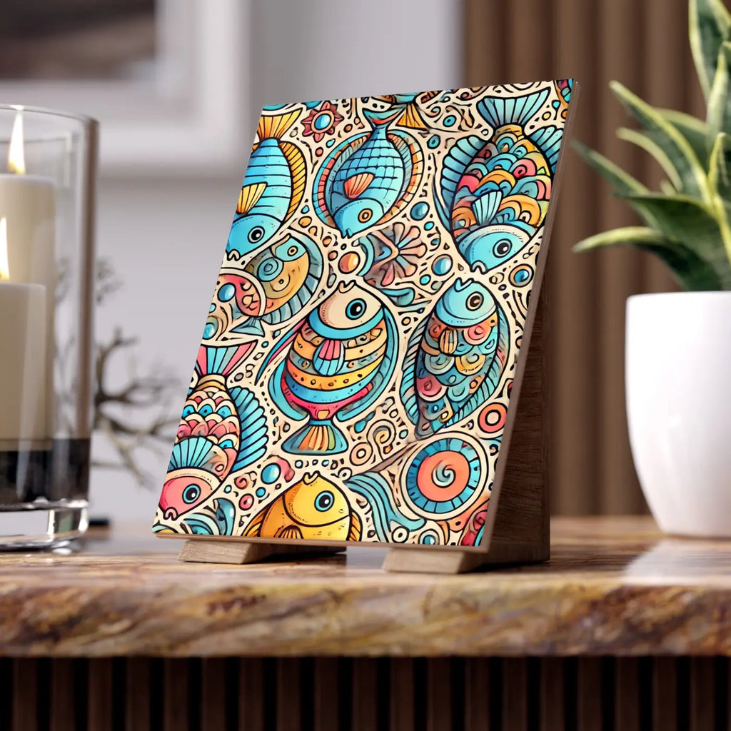 Vibrant Fishes Ceramic Photo Tile - Wall Decor - DipaliZ