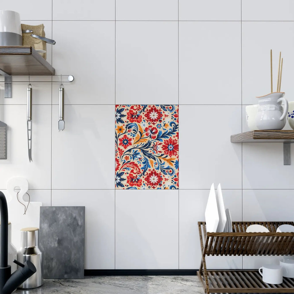 Vibrant Floral Ceramic Photo Tile - Wall Art Decor - DipaliZ