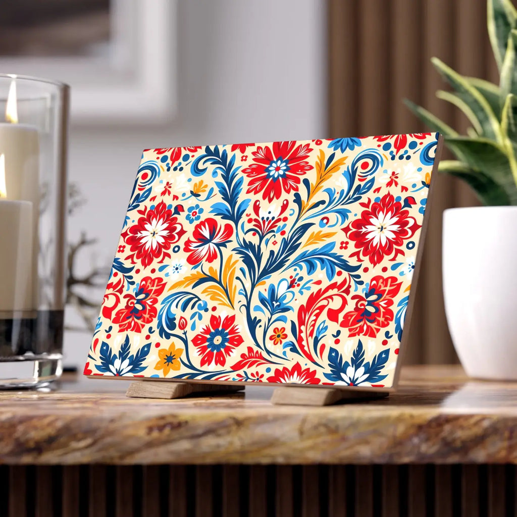 Vibrant Floral Ceramic Photo Tile - Wall Art Decor - DipaliZ