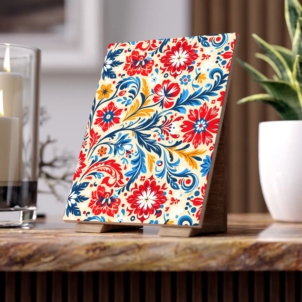 Vibrant Floral Ceramic Photo Tile - Wall Art Decor - DipaliZ