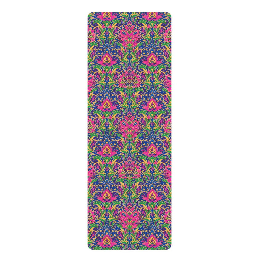 Vibrant Floral Rubber Yoga Mat - Grippy Microfiber Suede - DipaliZ