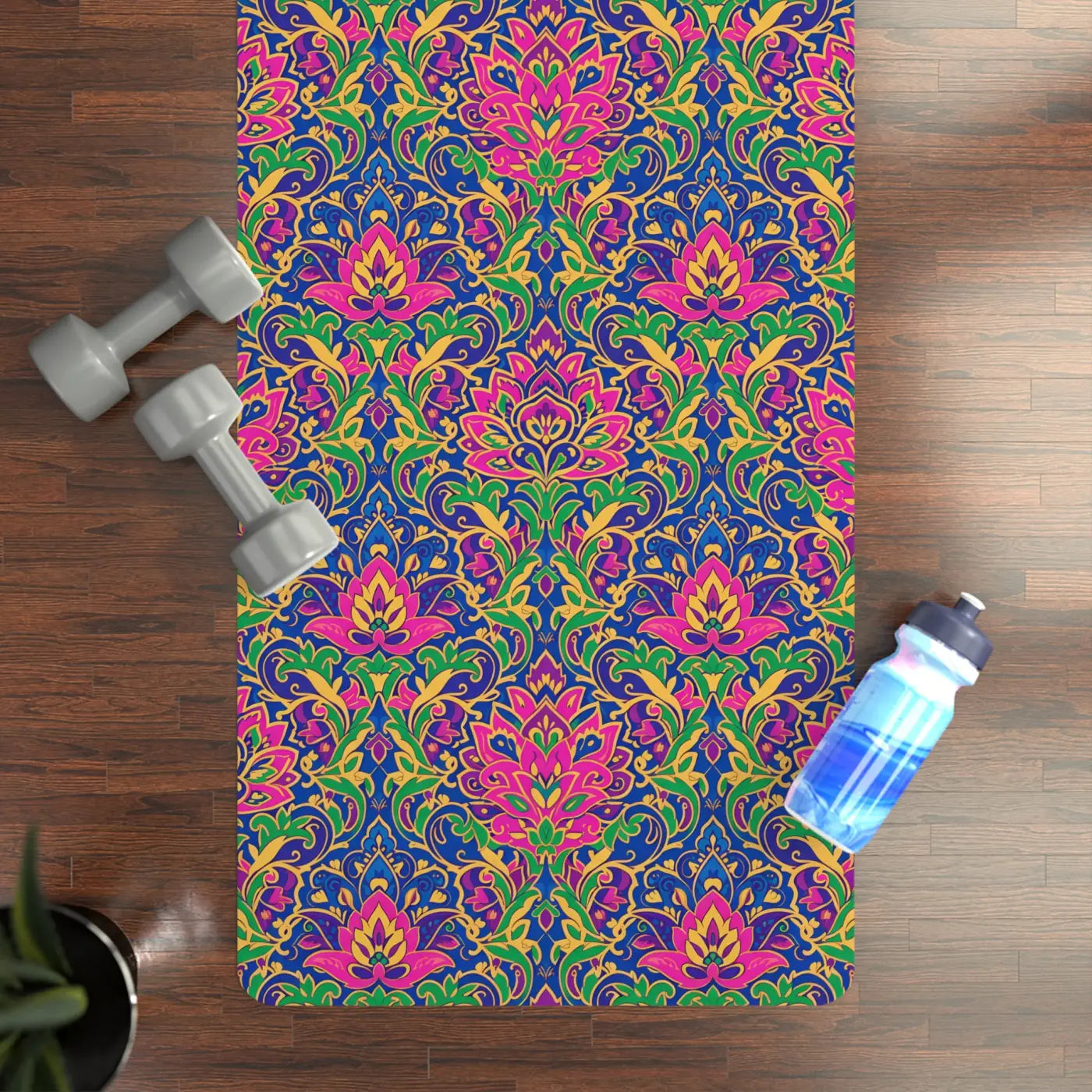 Vibrant Floral Rubber Yoga Mat - Grippy Microfiber Suede - DipaliZ