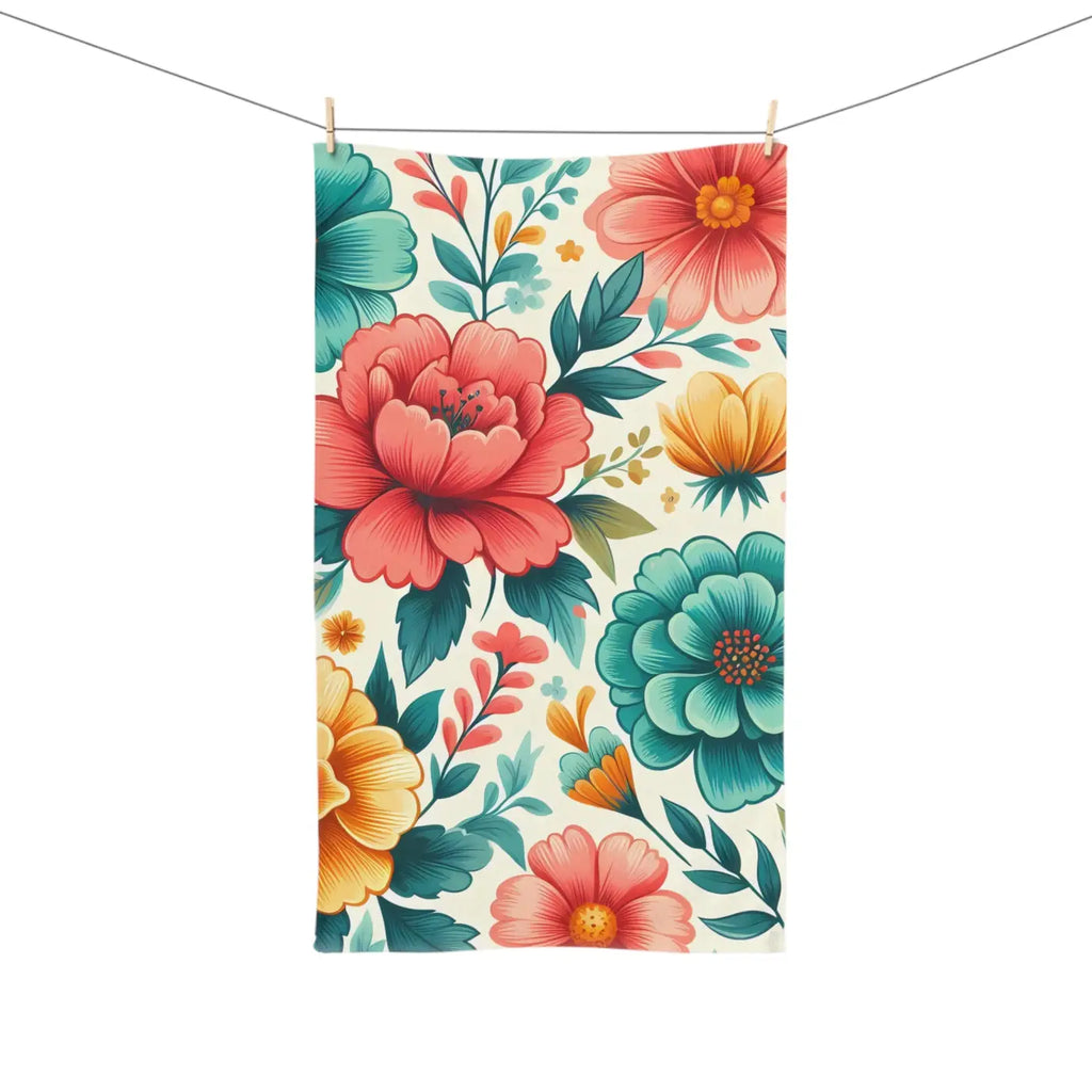 Vibrant Floral Hand Towel - Super Soft Spring Decor - DipaliZ
