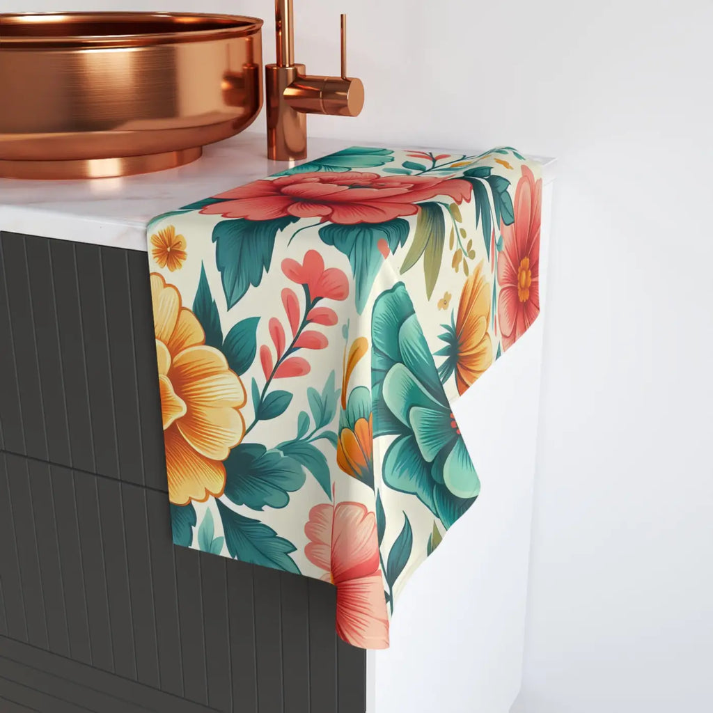 Vibrant Floral Hand Towel - Super Soft Spring Decor - DipaliZ