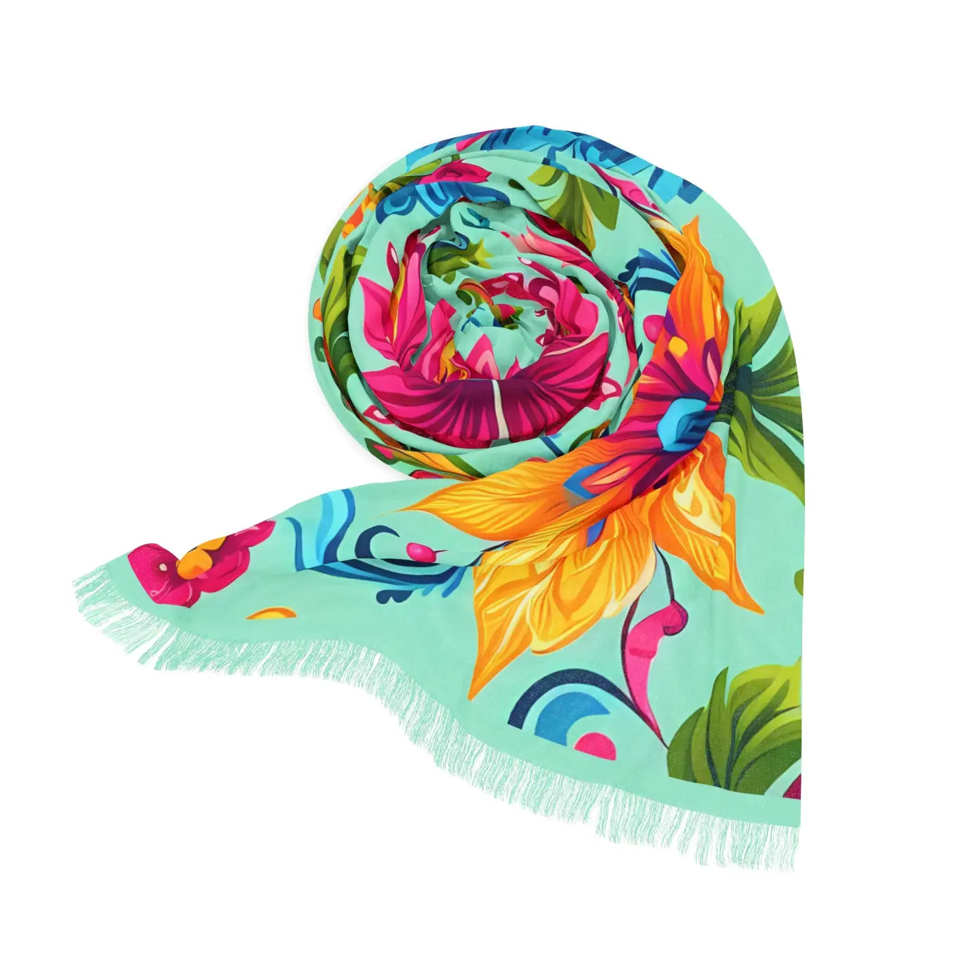 Vibrant Floral Scarf - Lightweight Summer Accessory - DipaliZ
