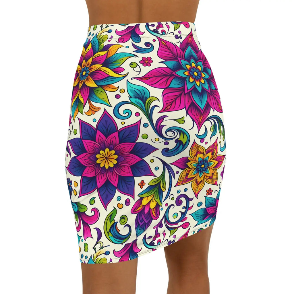 Vibrant Floral Print Pencil Skirt - Bold Statement - DipaliZ