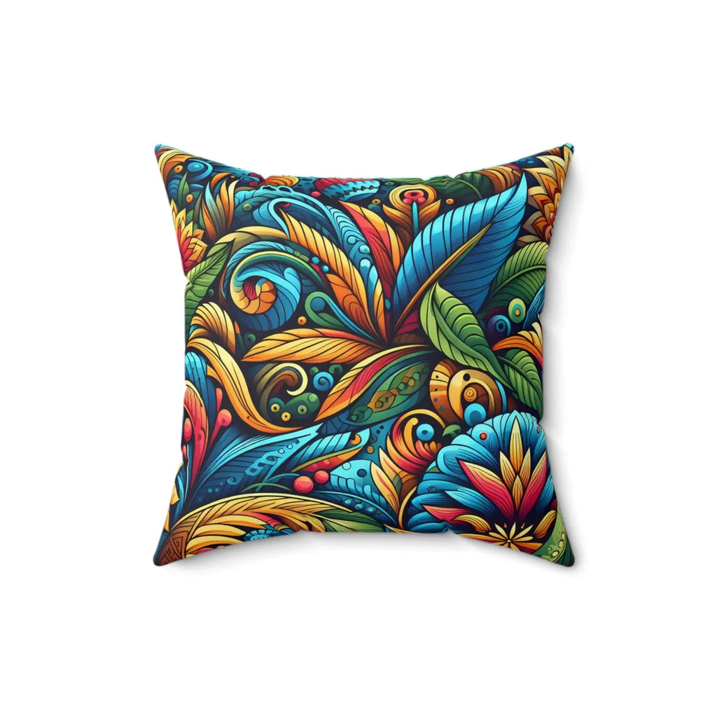 Vibrant Floral Spun Square Pillow - Home Decor - DipaliZ
