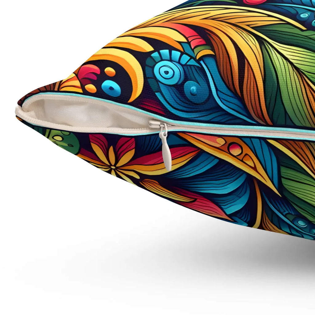 Vibrant Floral Spun Square Pillow - Home Decor - DipaliZ