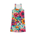 Vibrant Floral Print Racerback Dress - Casual Outings - DipaliZ
