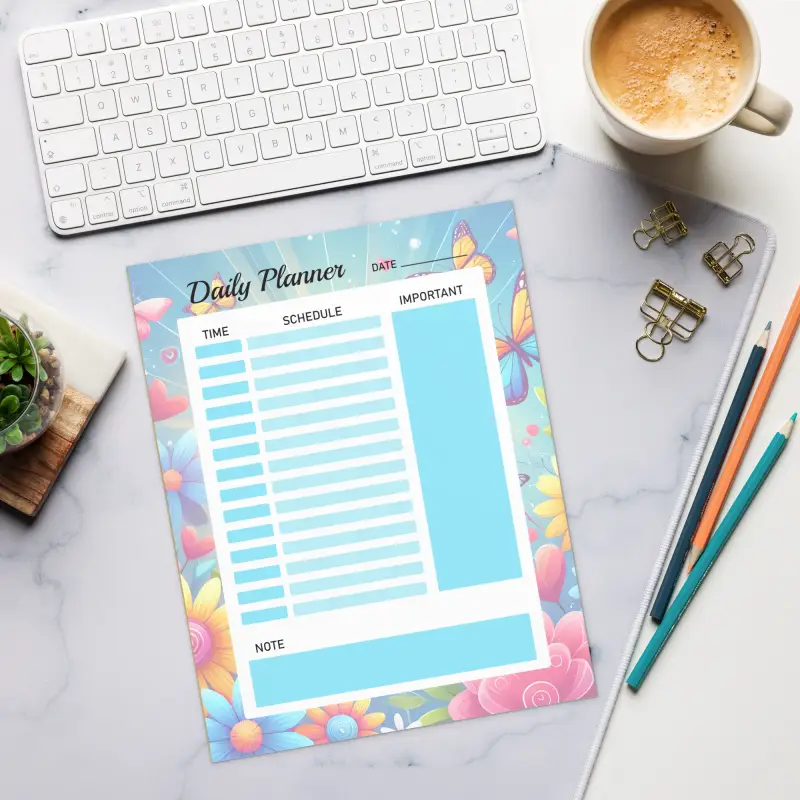 Vibrant Flowers Daily Planner - Stylish Organization - DipaliZ