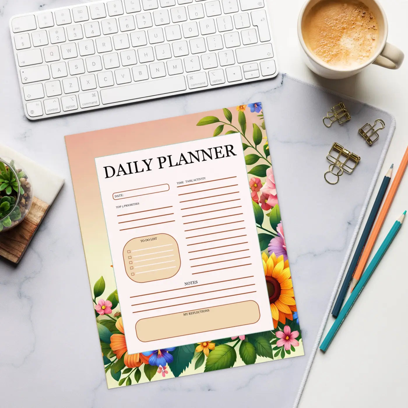 Vibrant Flowers Notepad - Dazzling Daily Planning - DipaliZ