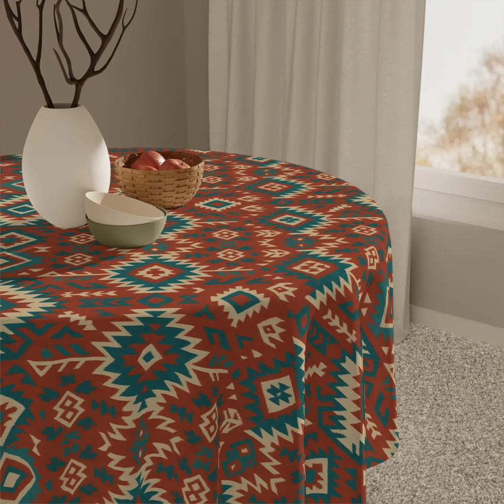 Vibrant Geometric Tablecloth - Boho Chic Style Easy Care - DipaliZ