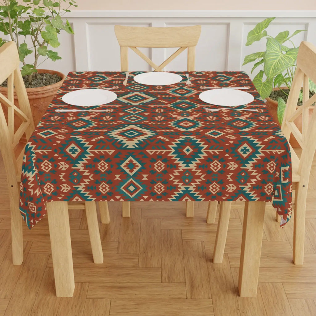 Vibrant Geometric Tablecloth - Boho Chic Style Easy Care - DipaliZ