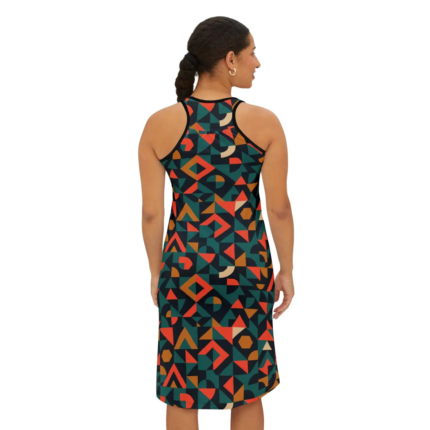 Vibrant Geometric Women's Racerback Dress - Unique Everyday Wear - DipaliZ