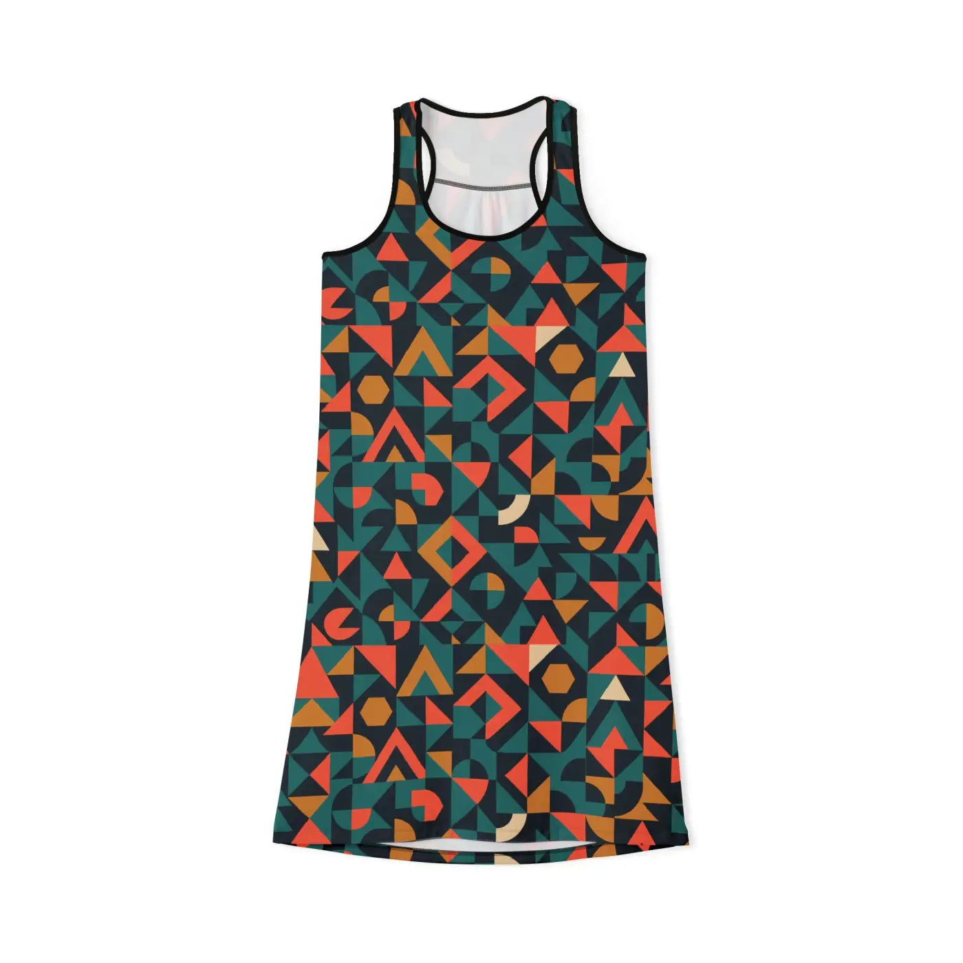 Vibrant Geometric Women's Racerback Dress - Unique Everyday Wear - DipaliZ
