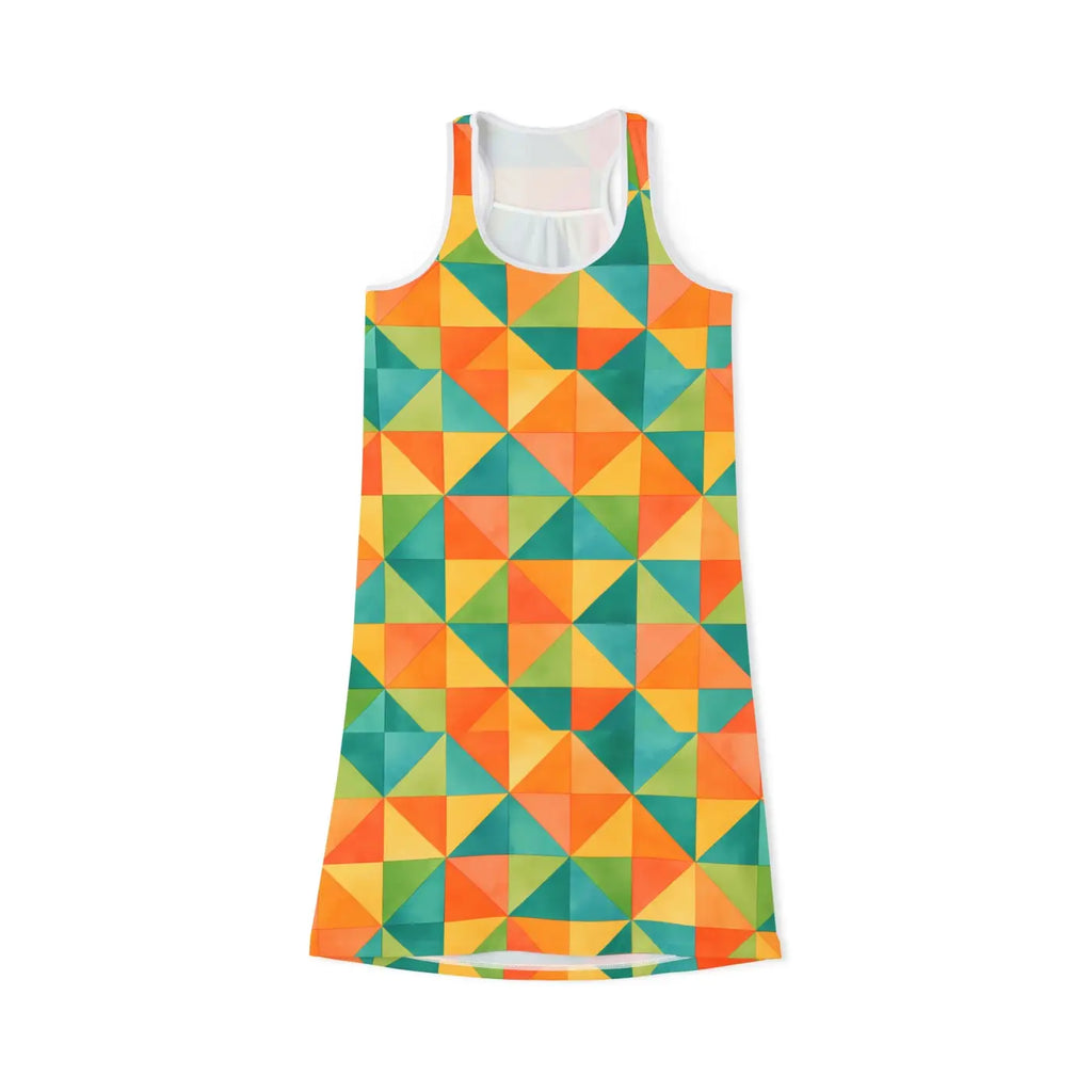 Women's Racerback Dress - Bold Geometric Summer Style - DipaliZ