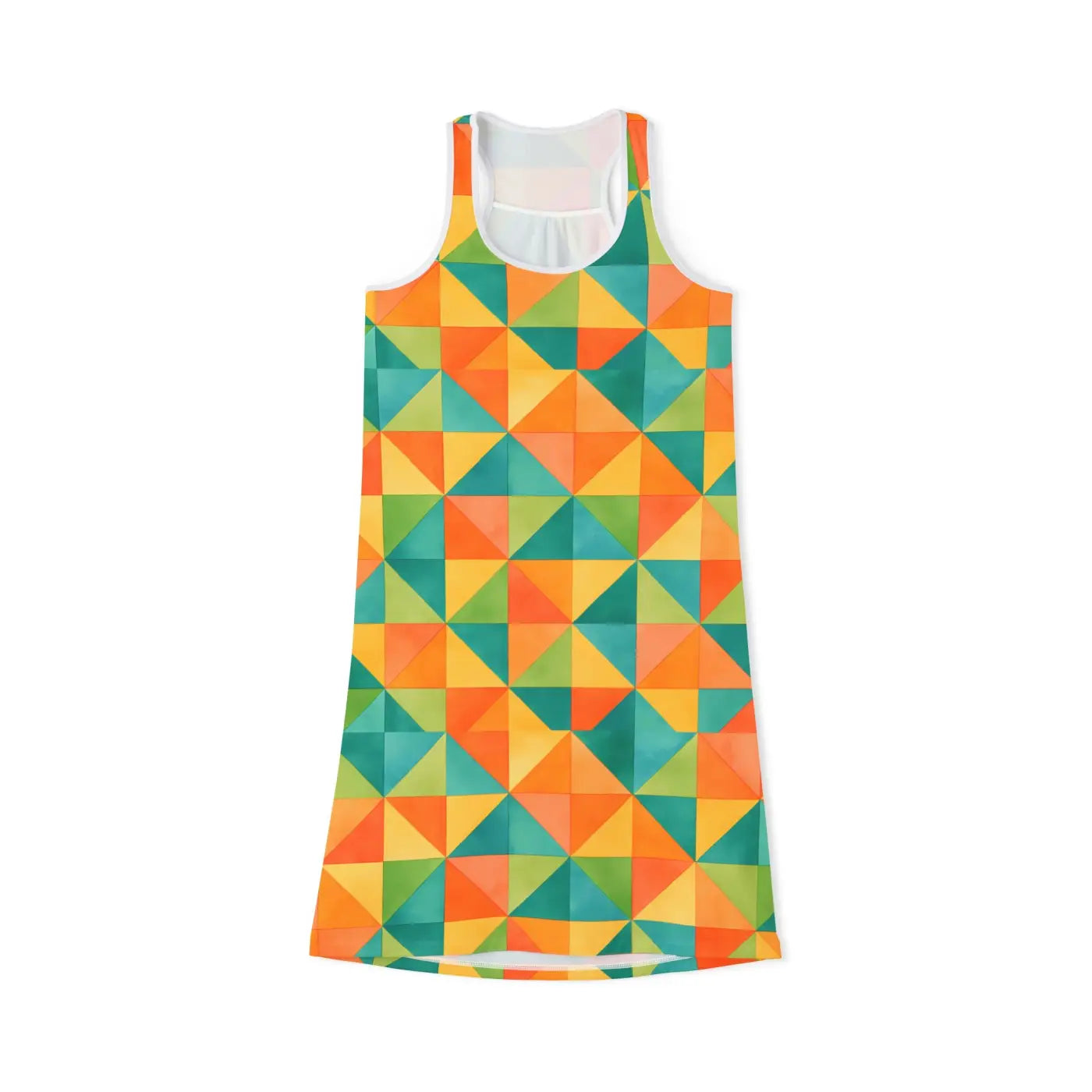 Women's Racerback Dress - Bold Geometric Summer Style - DipaliZ