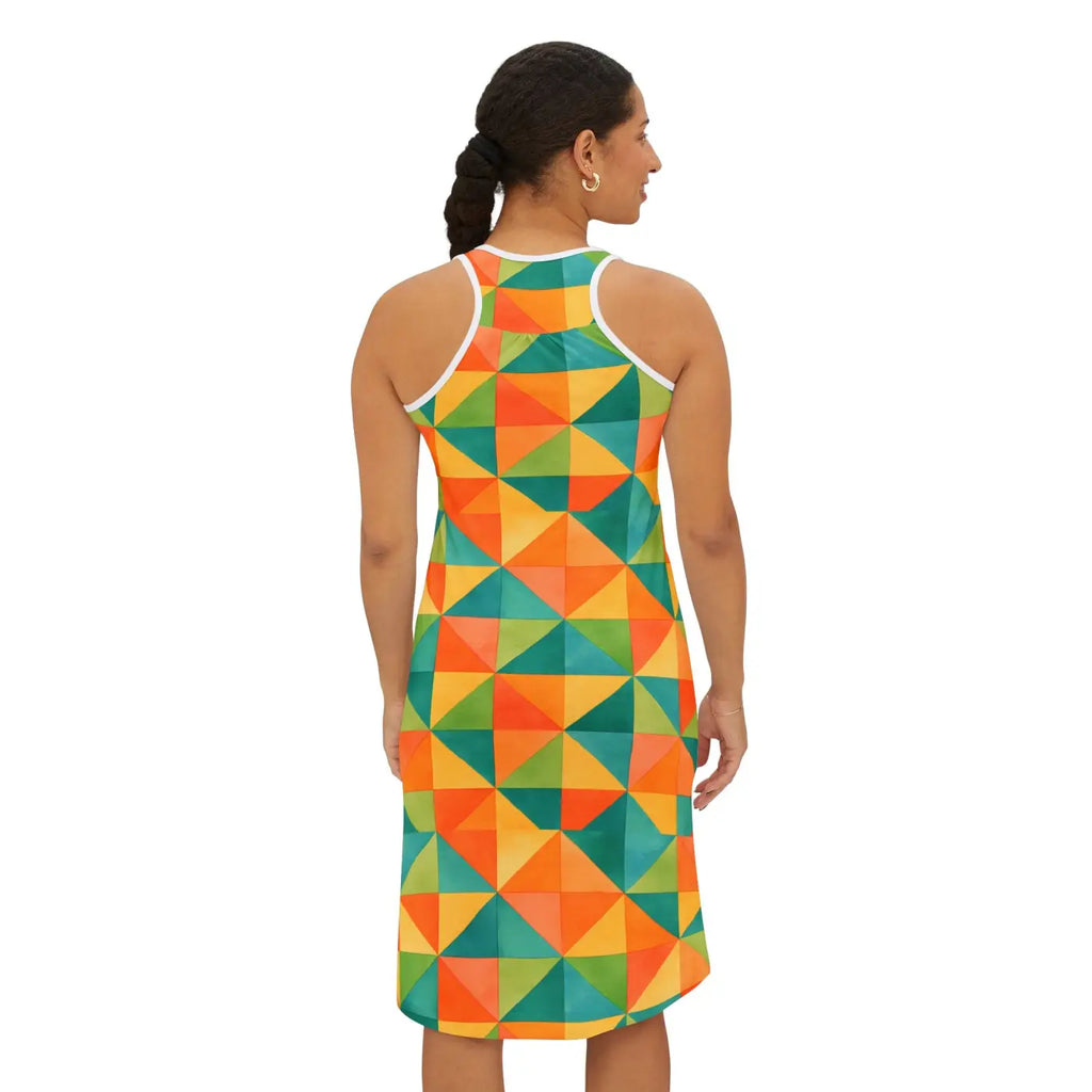 Women's Racerback Dress - Bold Geometric Summer Style - DipaliZ