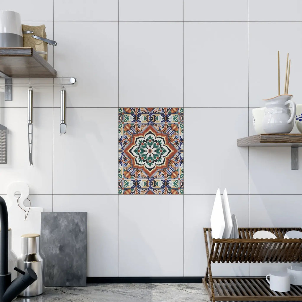 Vibrant Geometrical Pattern Ceramic Tile Decor - Wall Art - DipaliZ