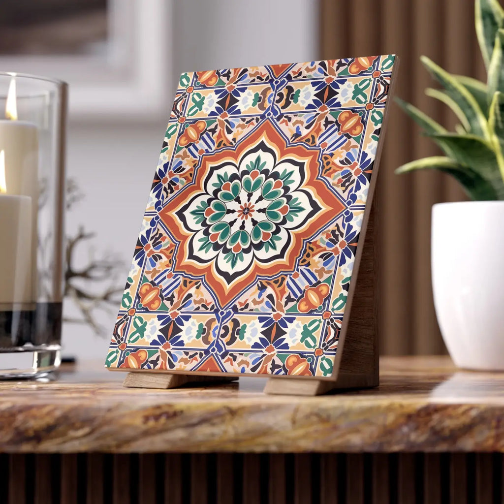 Vibrant Geometrical Pattern Ceramic Tile Decor - Wall Art - DipaliZ
