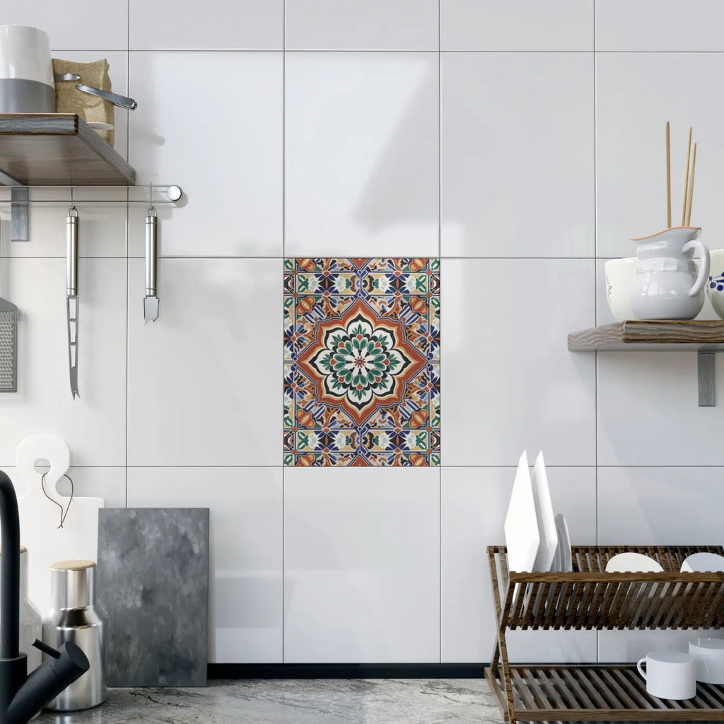 Vibrant Geometrical Pattern Ceramic Tile Decor - Wall Art - DipaliZ