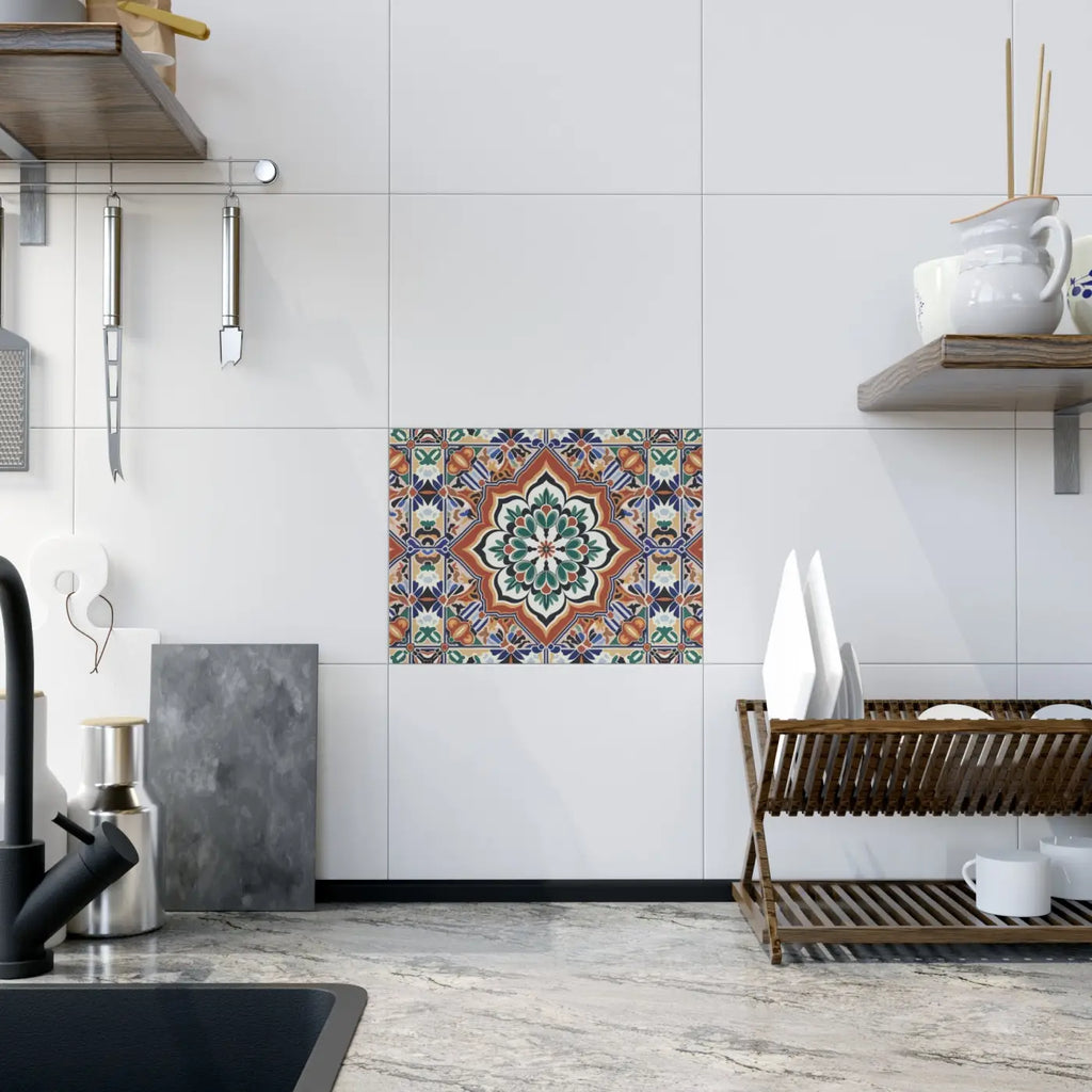 Vibrant Geometrical Pattern Ceramic Tile Decor - Wall Art - DipaliZ