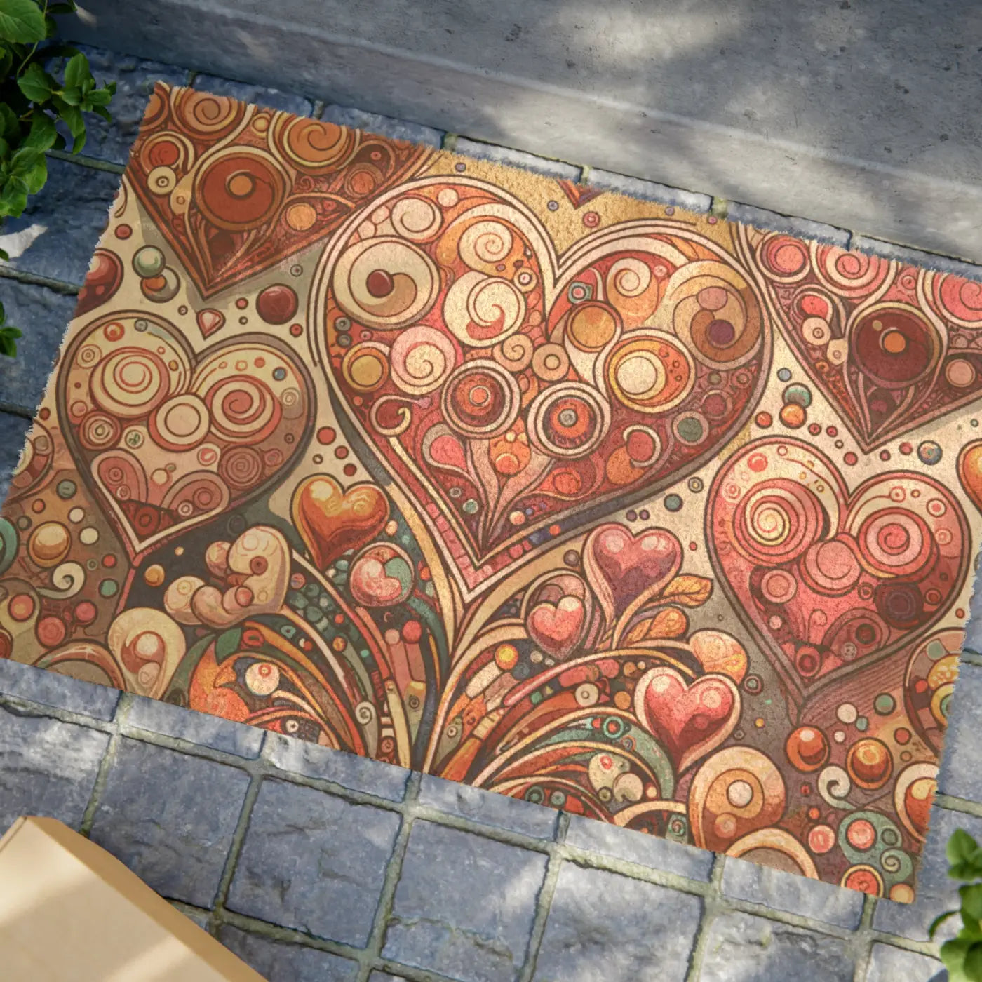 Vibrant Heart Pattern Doormat - Colorful Welcome Decor - DipaliZ