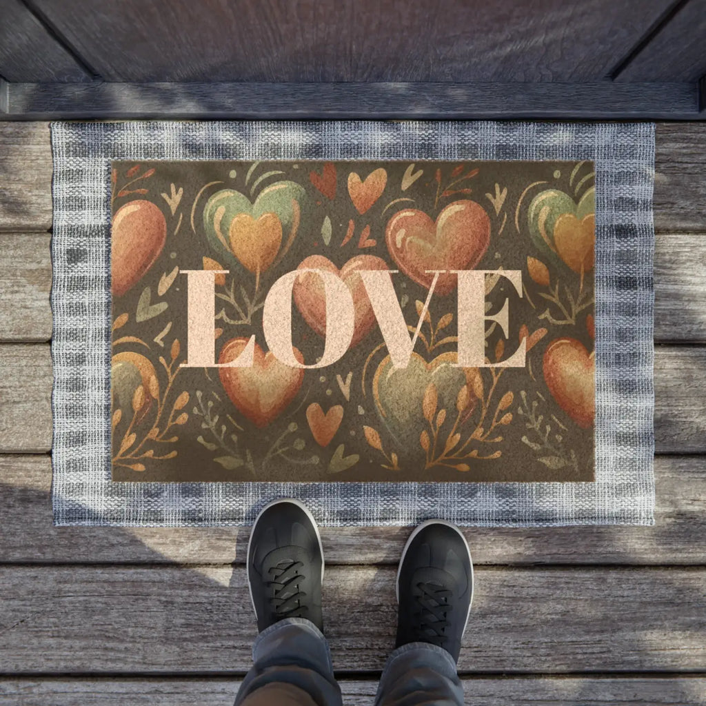 Vibrant Heart Pattern Doormat - Love Welcome Design - DipaliZ