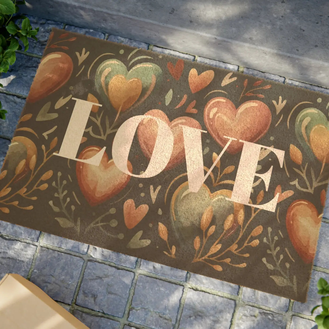 Vibrant Heart Pattern Doormat - Love Welcome Design - DipaliZ