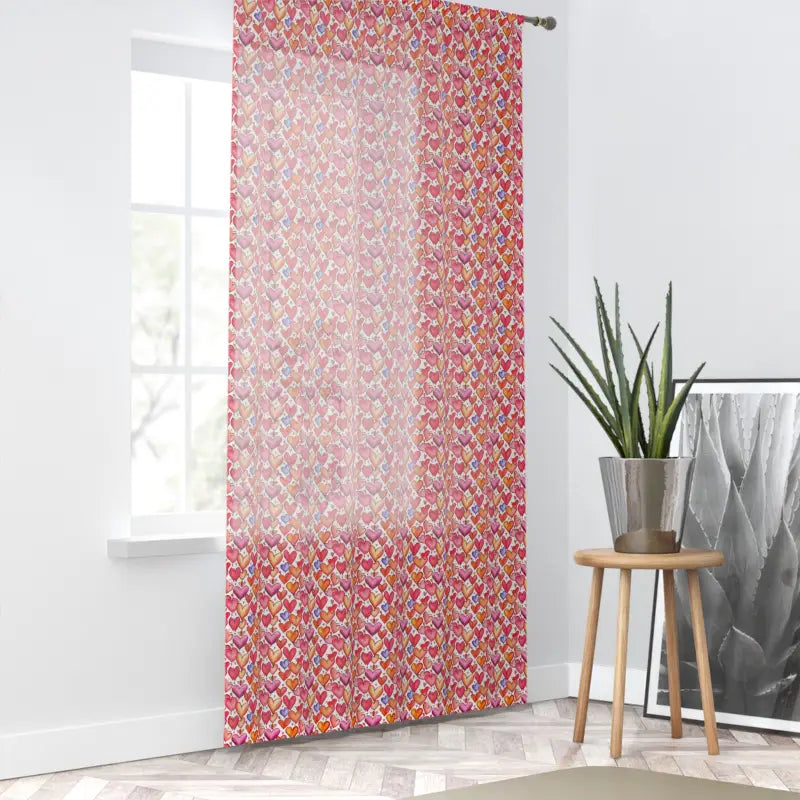 Vibrant Hearts Window Curtains - Red Polyester Curtain - DipaliZ