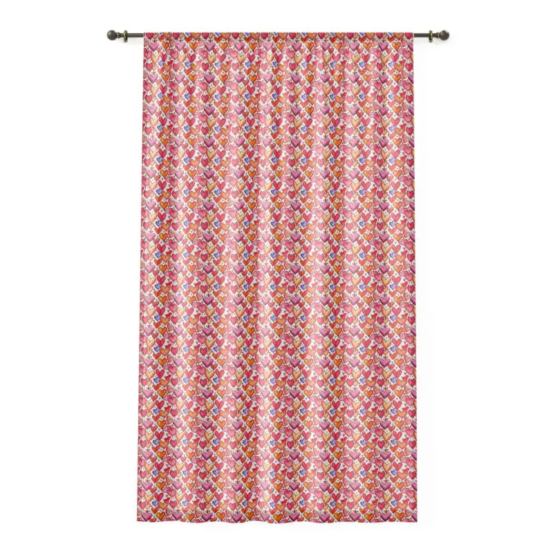 Vibrant Hearts Window Curtains - Red Polyester Curtain - DipaliZ