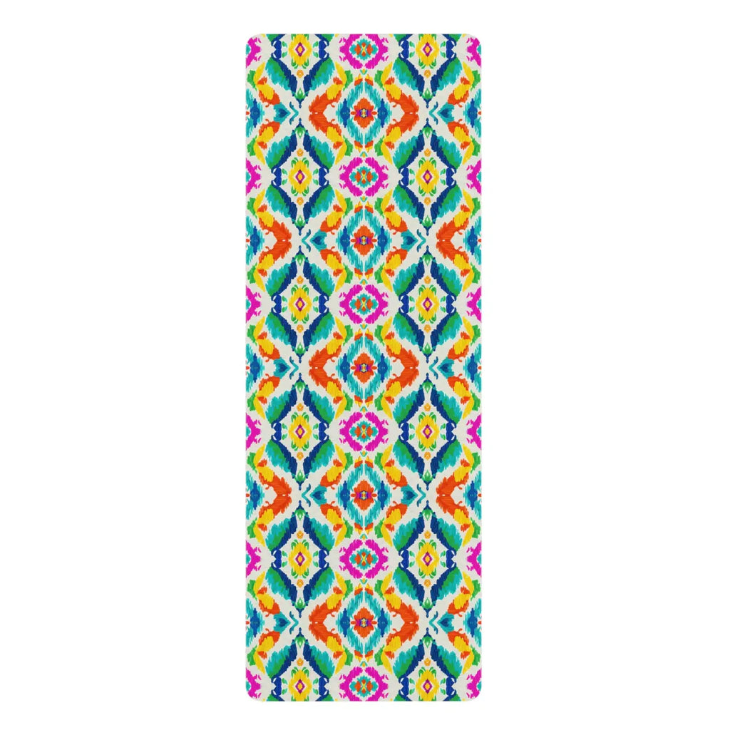Ikat Rubber Yoga Mat - Hand Painted Microfiber Suede - DipaliZ