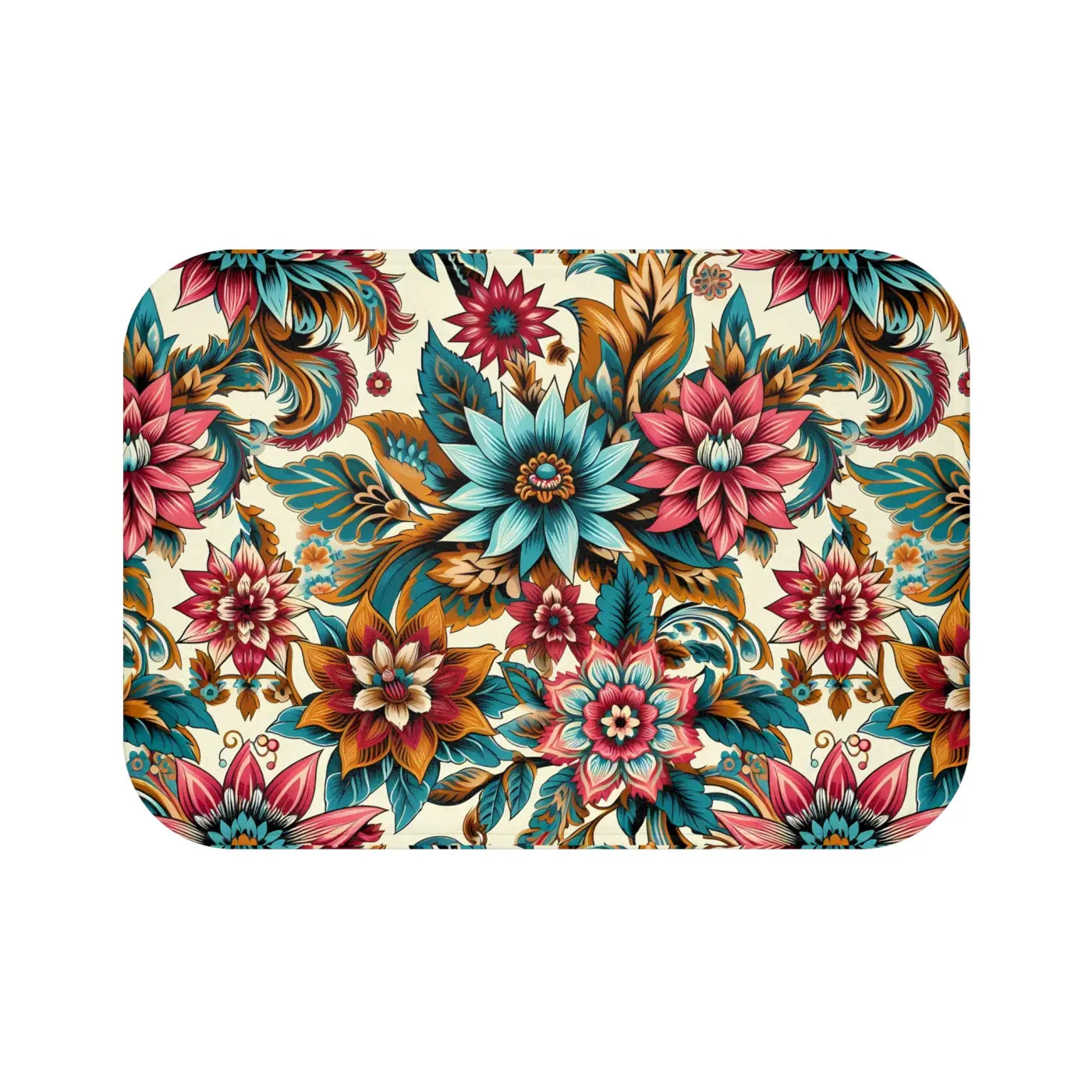 Vibrant Large Flower Bath Mat - Monochrome Floral - DipaliZ