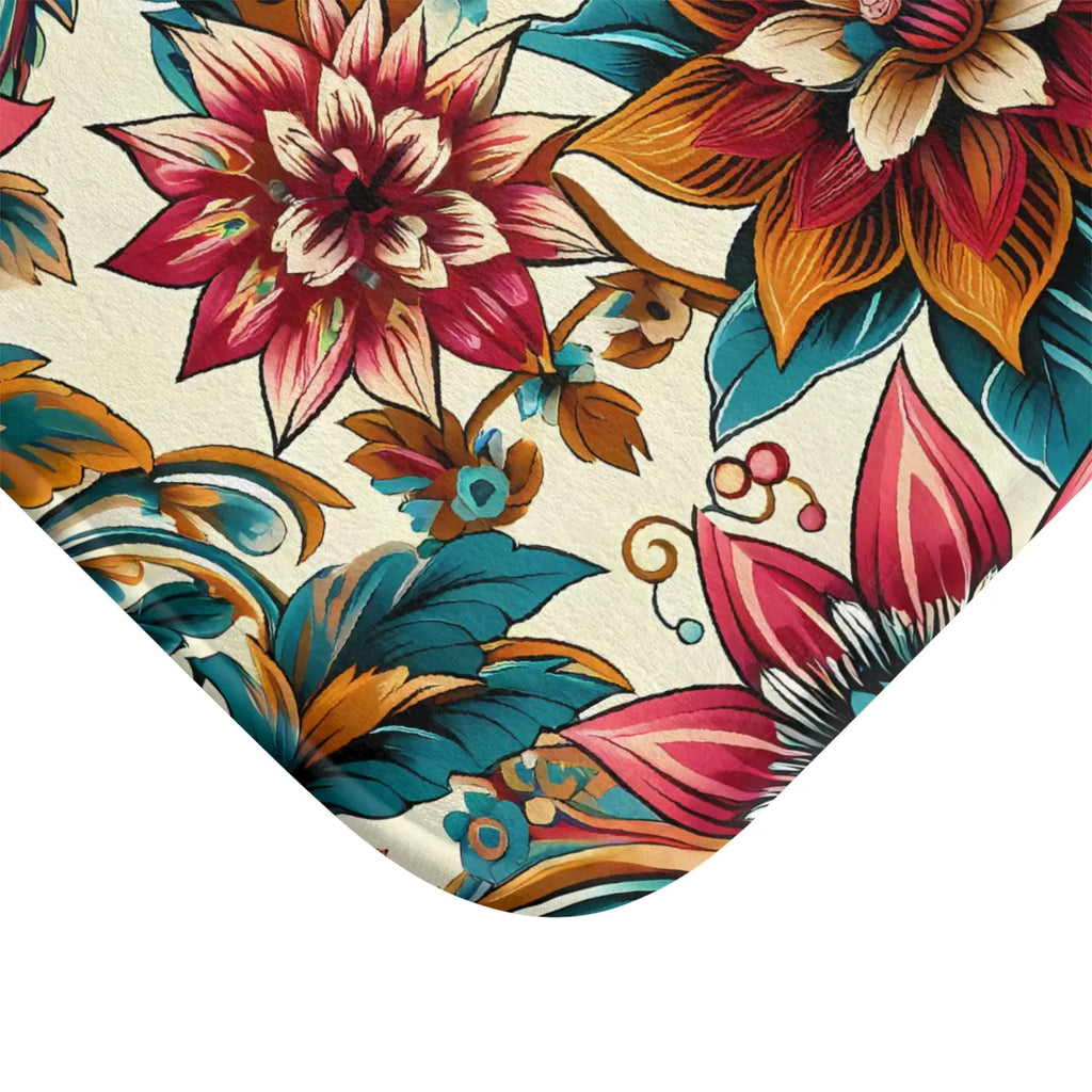 Vibrant Large Flower Bath Mat - Monochrome Floral - DipaliZ