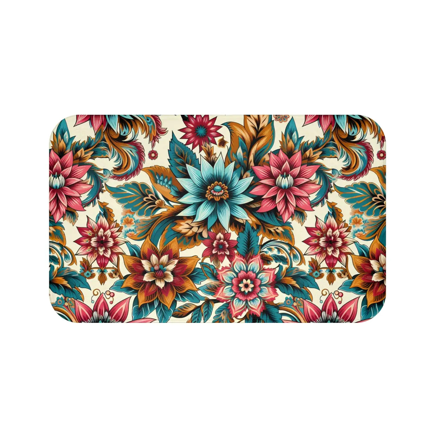 Vibrant Large Flower Bath Mat - Monochrome Floral - DipaliZ