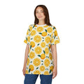 Vibrant Lemon Print Tee - Citrus Summer Style - DipaliZ