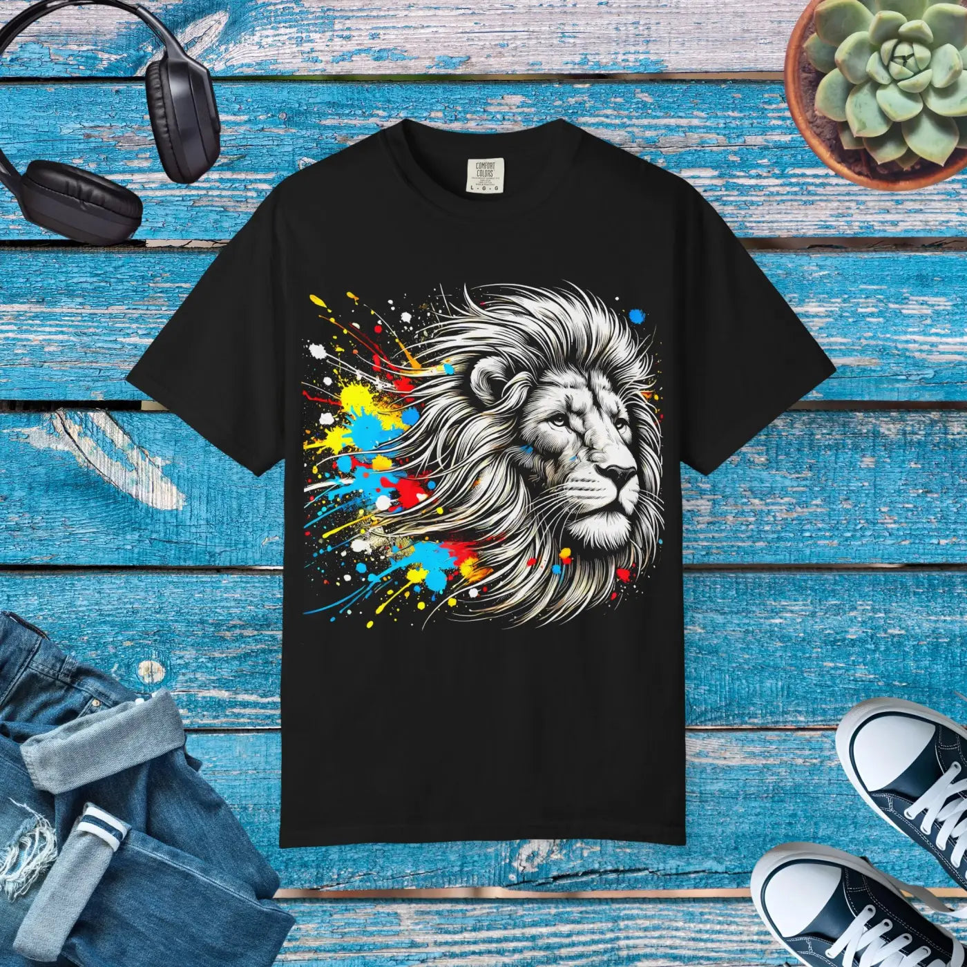 Lion T-Shirt - Vibrant Lion Art for Nature Lovers - DipaliZ