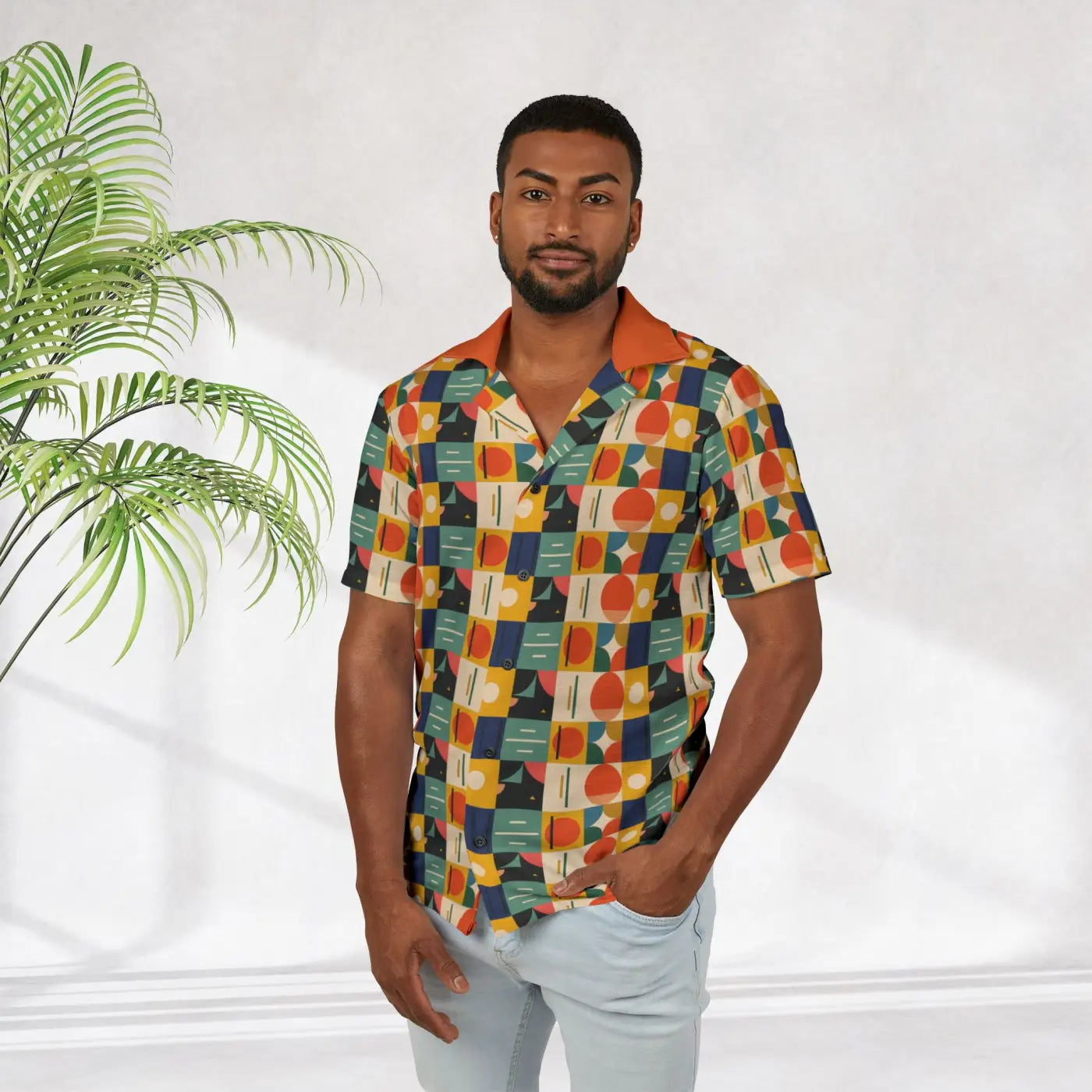 Vibrant Hawaiian Camp Shirt - Retro Tropical Print - DipaliZ