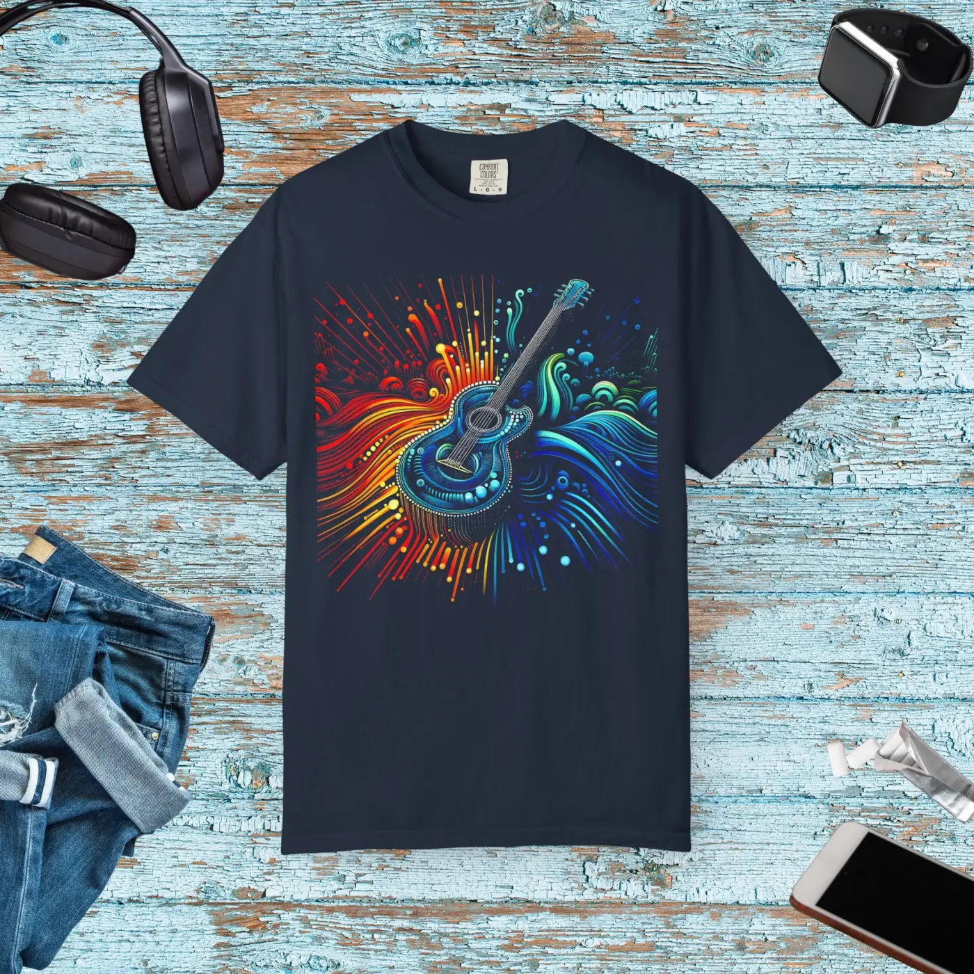 Unisex Garment-Dyed T-Shirt - Vibrant Music Lovers - DipaliZ