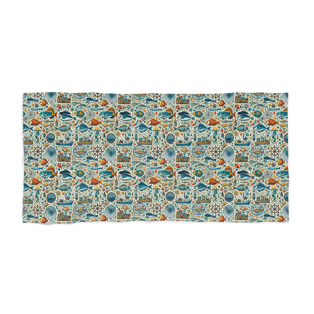Vibrant Patterned Beach Towel - Bold Fish Design - DipaliZ