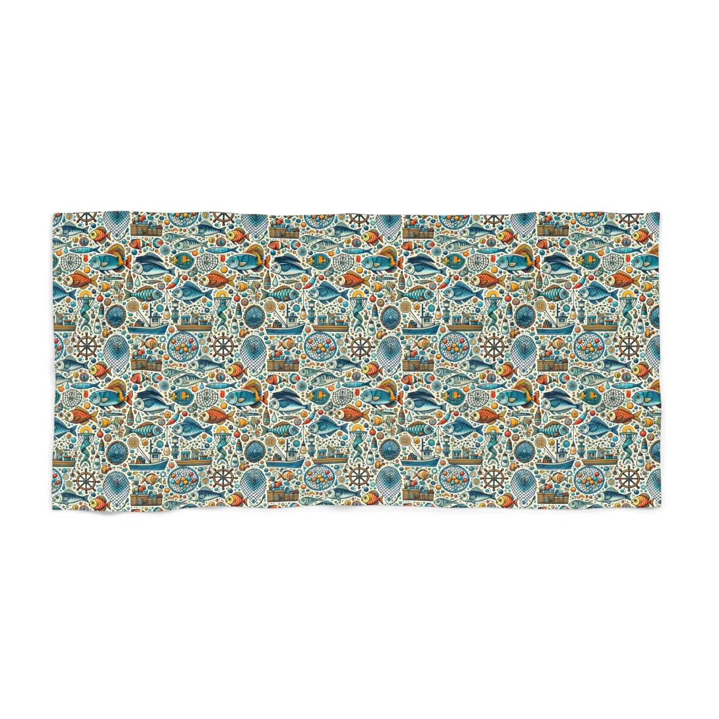 Vibrant Patterned Beach Towel - Bold Fish Design - DipaliZ