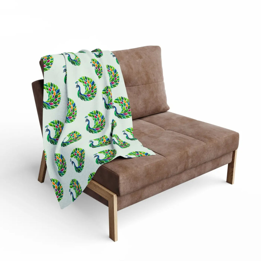 Vibrant Arctic Fleece Blanket - Lively Tropical Peacock - DipaliZ