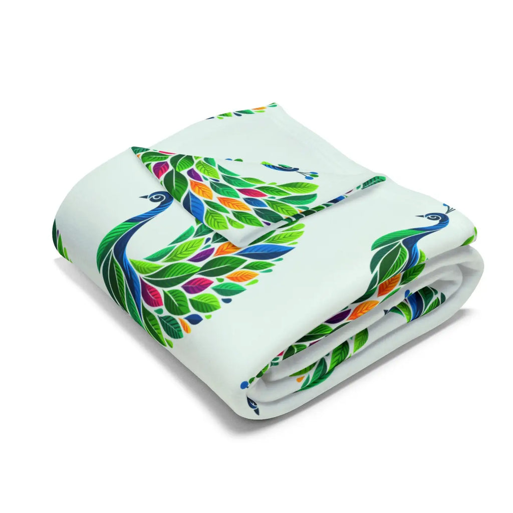 Vibrant Arctic Fleece Blanket - Lively Tropical Peacock - DipaliZ