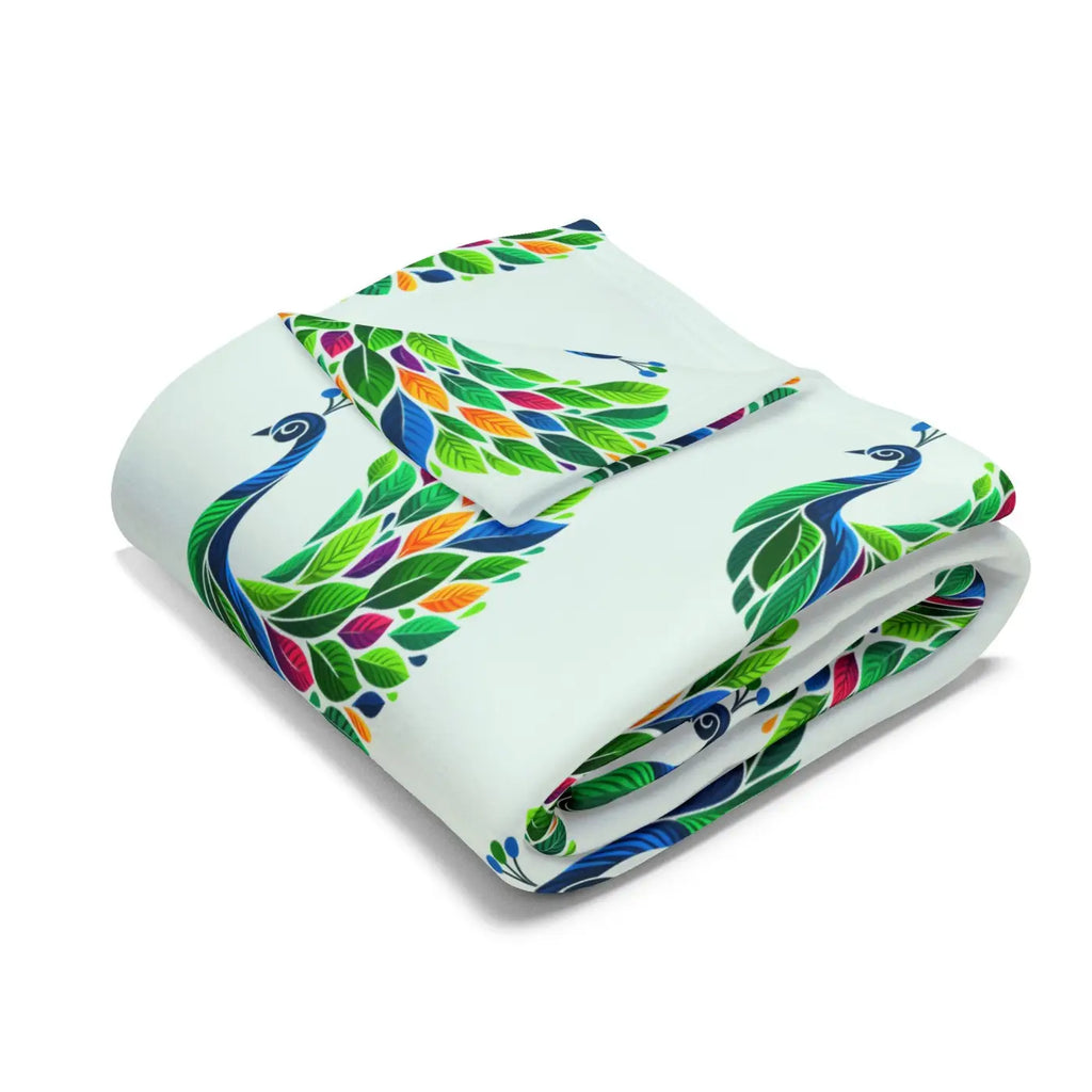 Vibrant Arctic Fleece Blanket - Lively Tropical Peacock - DipaliZ