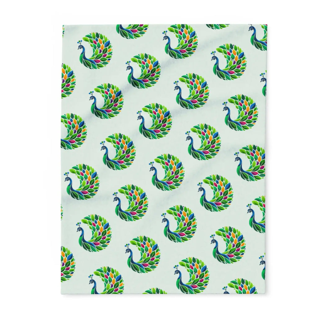 Vibrant Arctic Fleece Blanket - Lively Tropical Peacock - DipaliZ