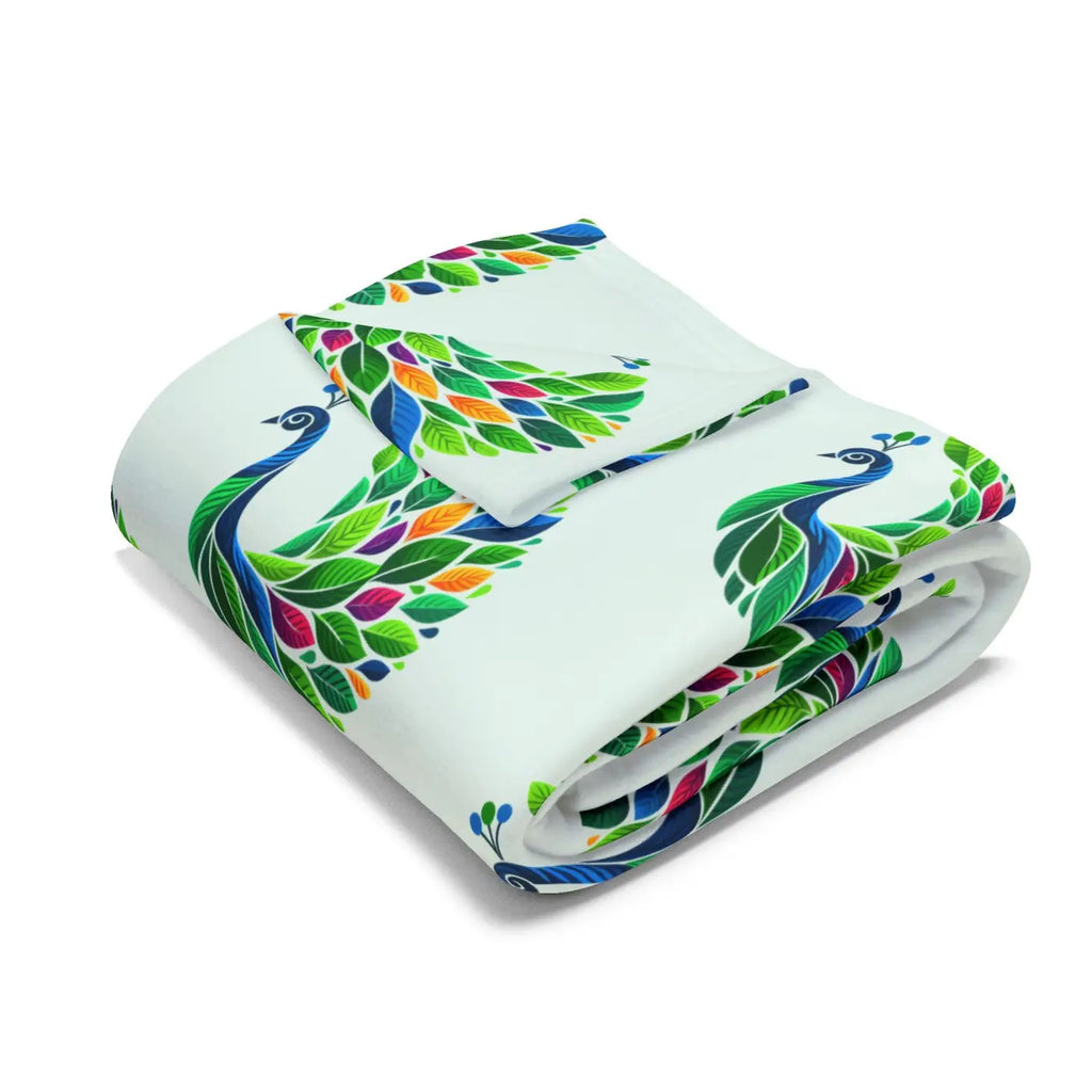 Vibrant Arctic Fleece Blanket - Lively Tropical Peacock - DipaliZ